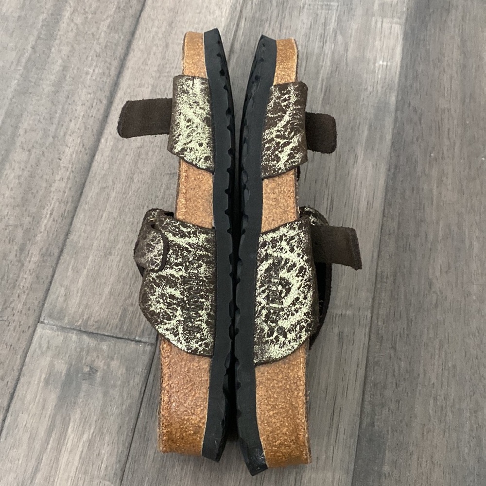Birkenstock Papillio Arizona Gold Crackle Sandals W7 M5 Unisex - Picture 5 of 17